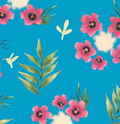 いろいろ入る5ポケットエプロン　ボタニカルブルー