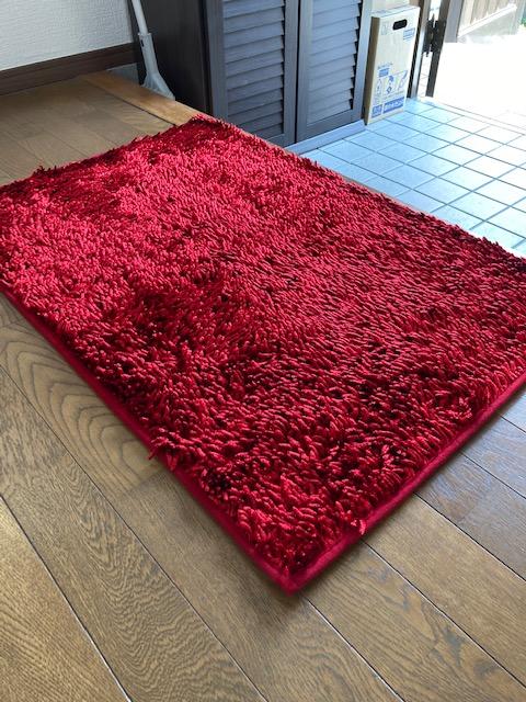 洗えるキラキラマット：ルアーヴル 60ｘ90ｃｍ レッド