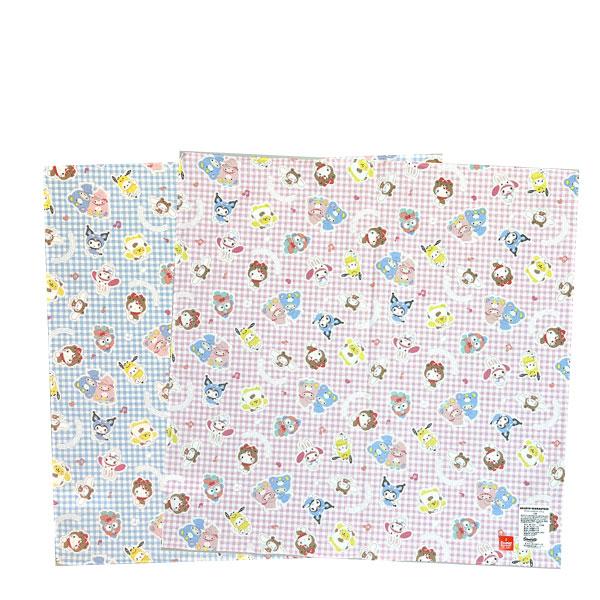 ランチクロス ナフキン サンリオキャラクターズ チェック2柄 全員集合 ブルー ピンク