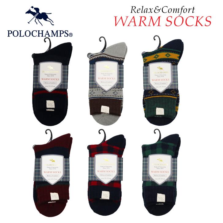 POLO CHAMPS　メンズアクリルジャガードソックス６種４入り　２４足セット