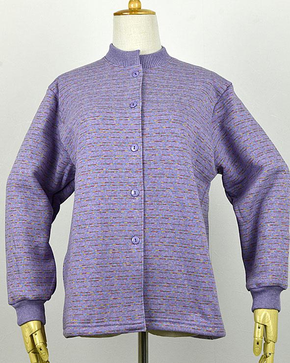 裏起毛カラー杢カスリ丸カーデ