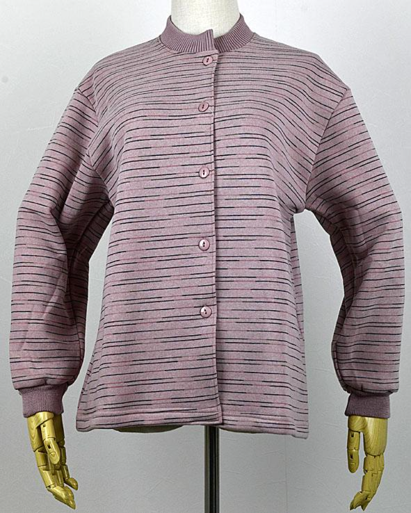 裏起毛カスリボーダー丸カーデ