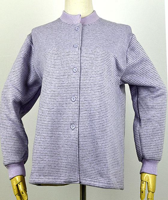 裏起毛インレー均等ボーダー丸カーデ