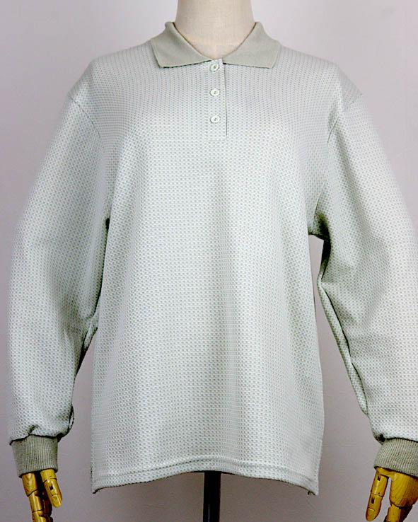 小ツキ格子ジャガード長袖ポロ