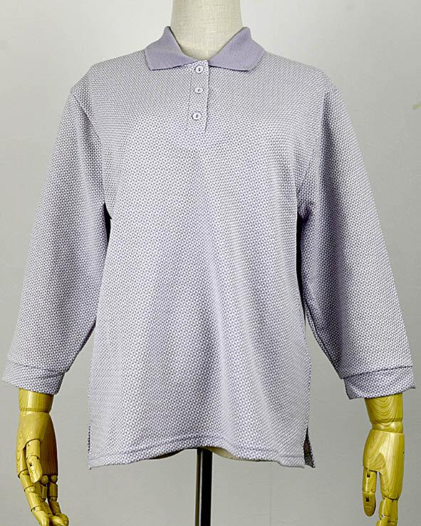 小紋調ジャガード7分ポロシャツＬＬ寸