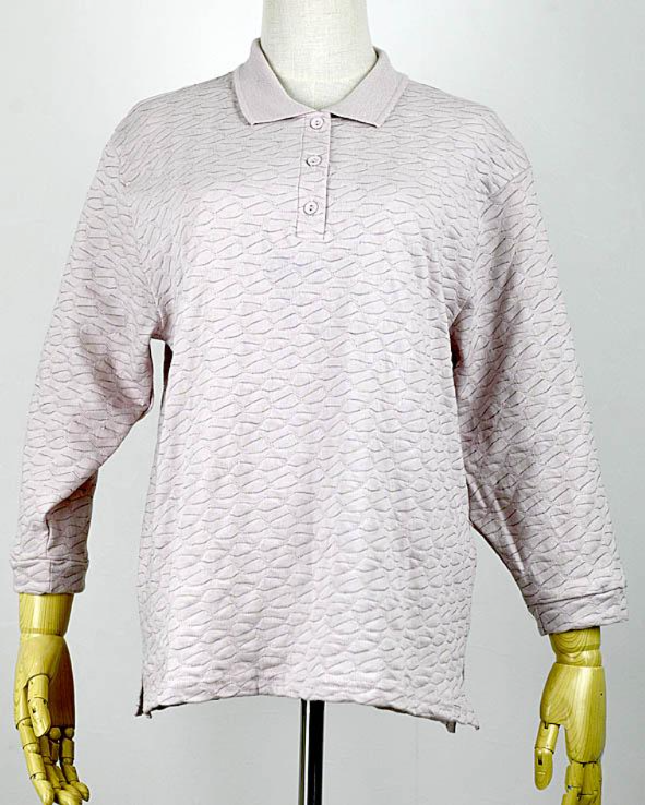 波柄カスリ7分ポロシャツＬＬ寸