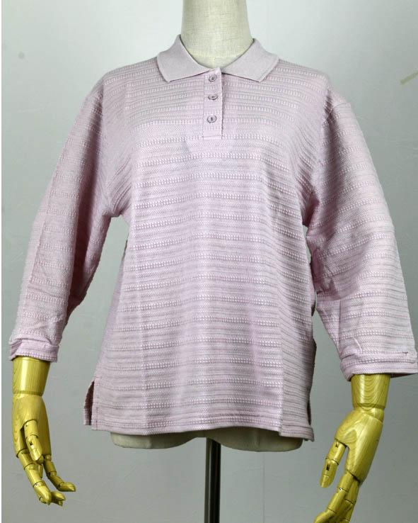 ポコポコジャガードムジ7分ポロシャツＬＬ寸