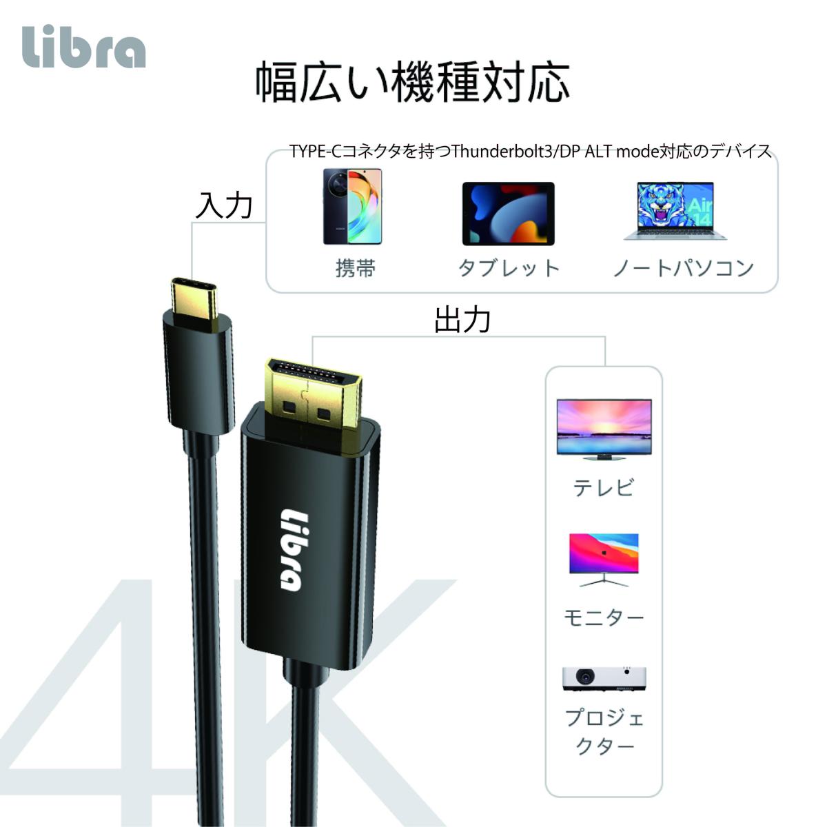 【10個セット】Libra TYPE-C　HDMIキャストケーブル1.8ｍ　4K60Hz対応