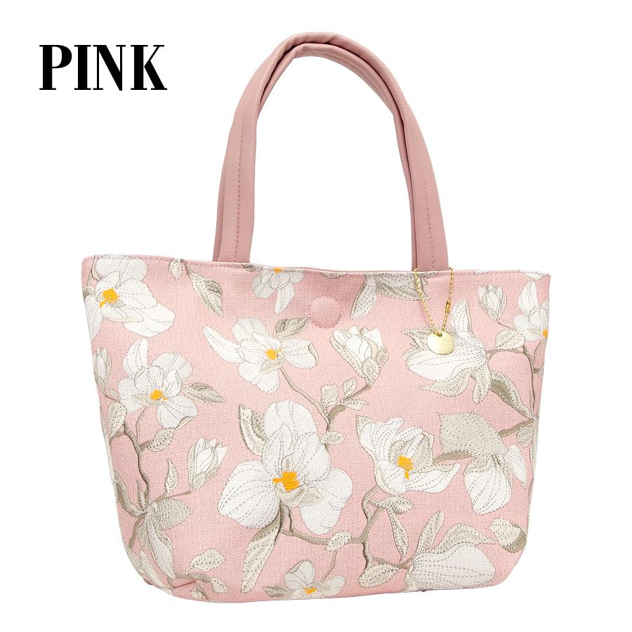 ミセス 花柄　リバーシブル トート  手提げ バッグ かばん