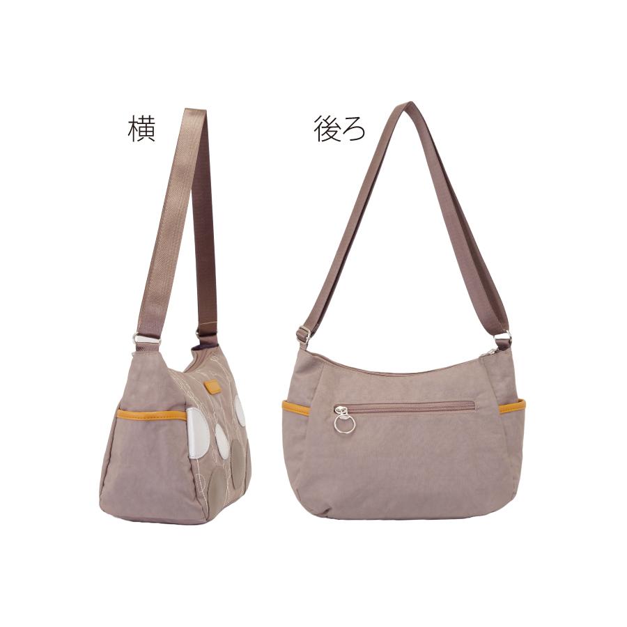 ミセス バッグ ショルダー サークル柄 刺繍 合成皮革  ブラック グレージュ パープル