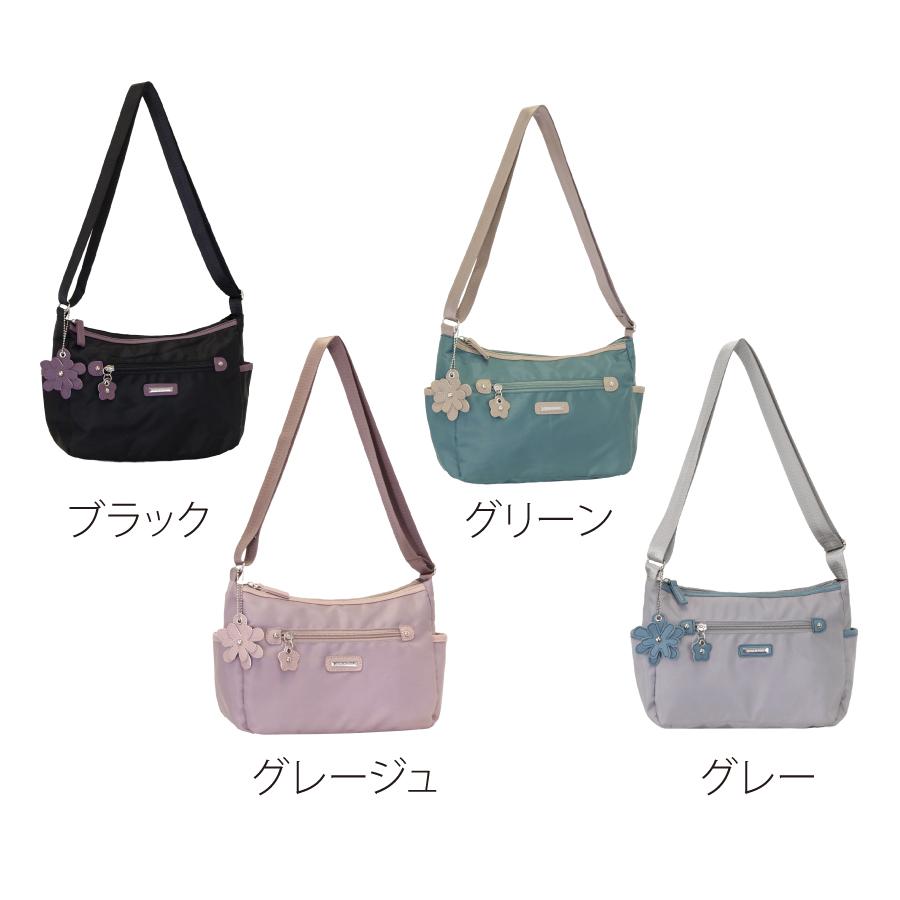 ミセス バッグ 舟形ショルダー トート 花 軽量 ブラック グレー グリーン グレージュ