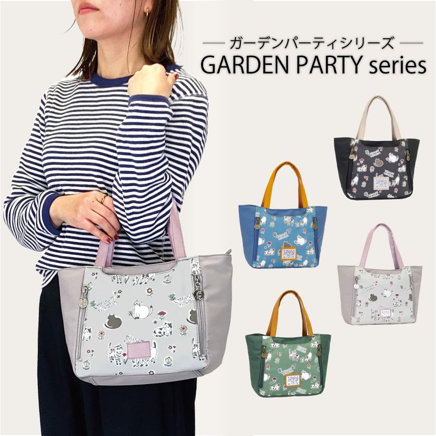 カジュアル 猫モチーフ トート 手提げ バッグ 花柄 キャット 猫雑貨 ブラック ブルー グレー 