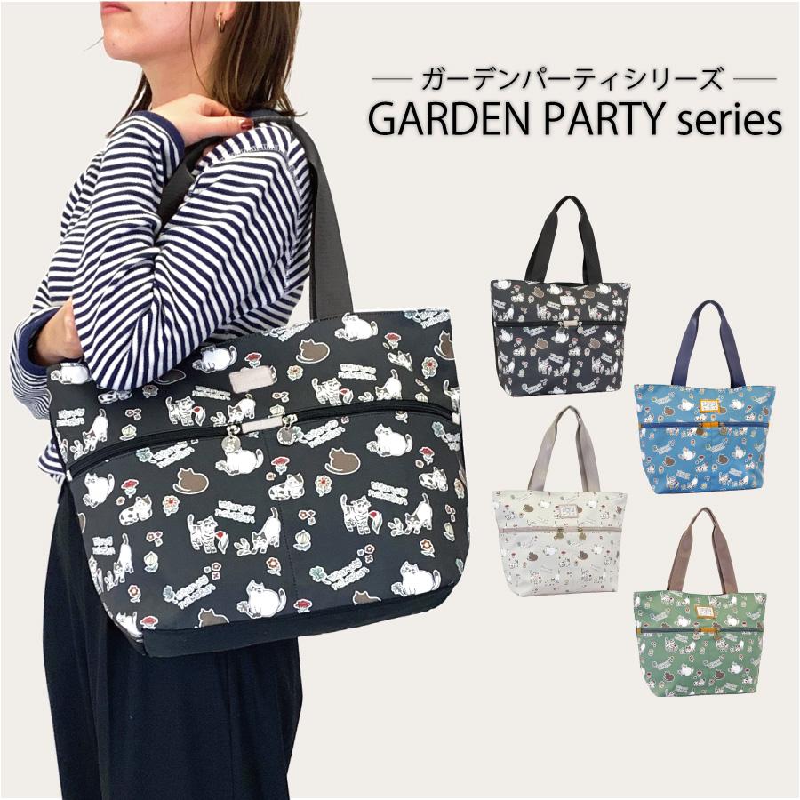 カジュアル 猫モチーフ トート 手提げ バッグ 花柄 キャット 猫雑貨 ブラック ブルー グレー 