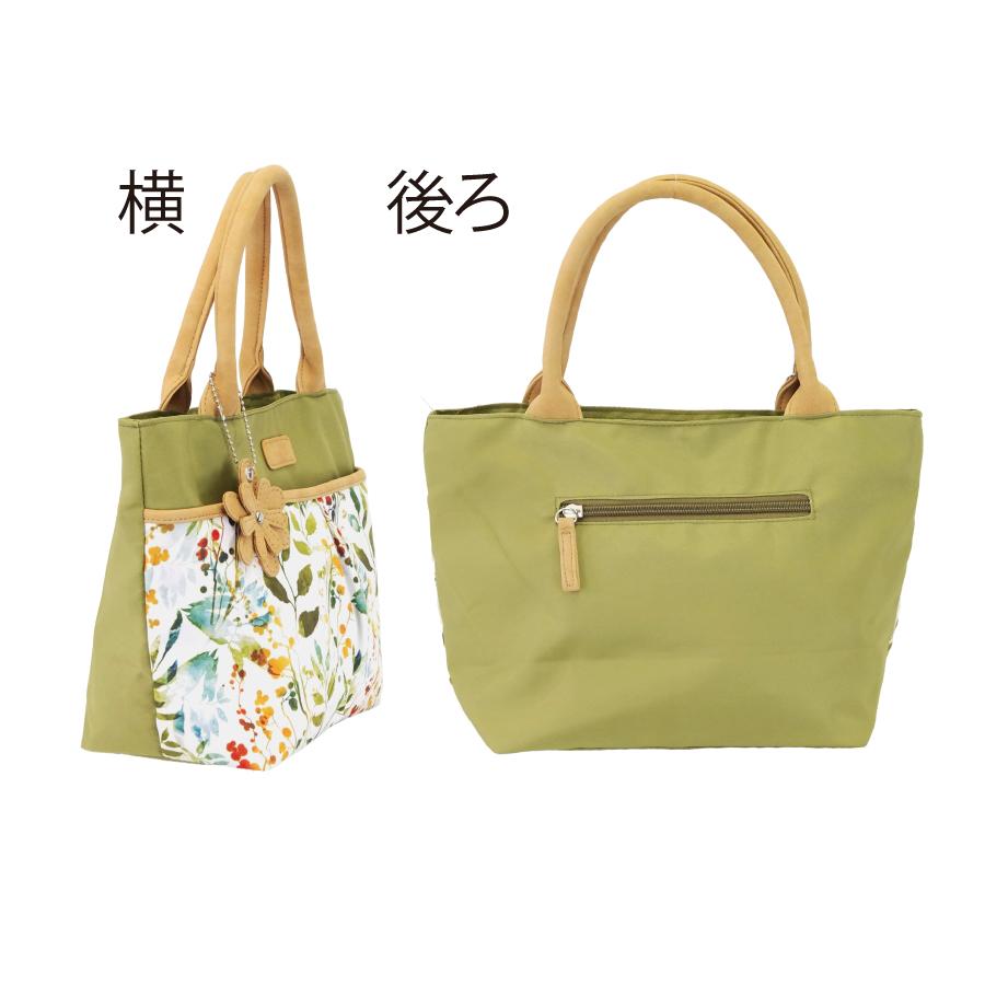 ミセス  トート バッグ  ショルダー 花柄 春 フラワー ピンク パープル グリーン