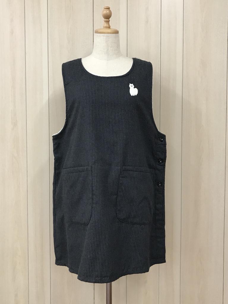 デニム風　裏ボア　アルパカ　アニマル　エプロン