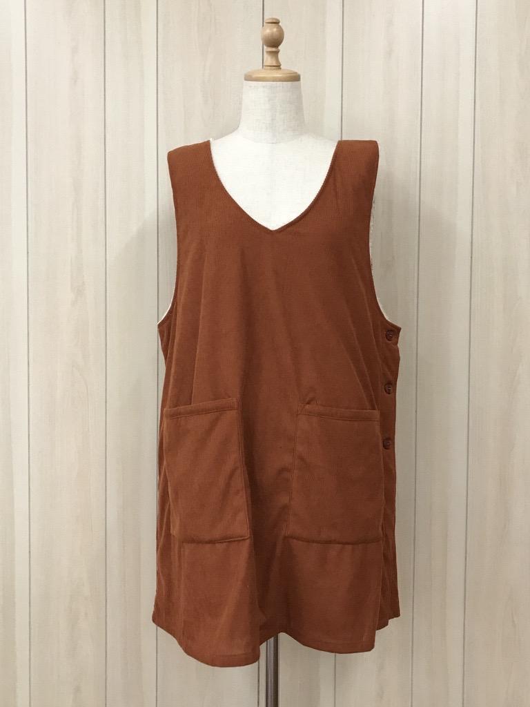 細コール起毛　裏ボア　エプロン