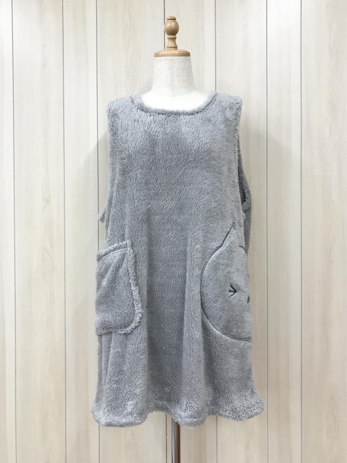 ボア無地　エプロン　アニマル　ネコ