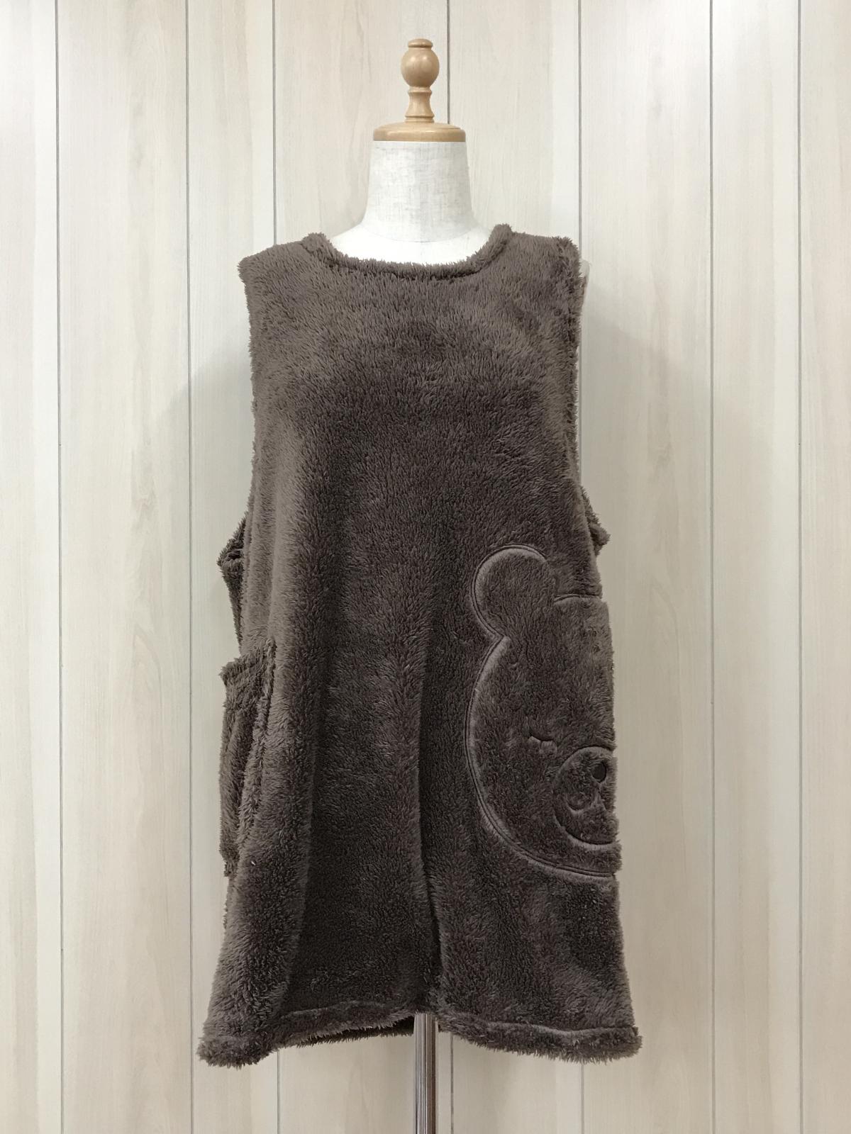 ボア無地　エプロン　アニマル　クマ