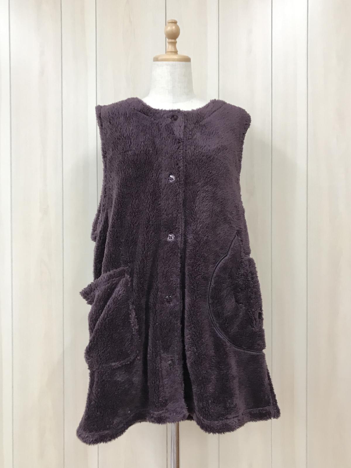 ボア無地　ジレエプロン　アニマル　ネコ