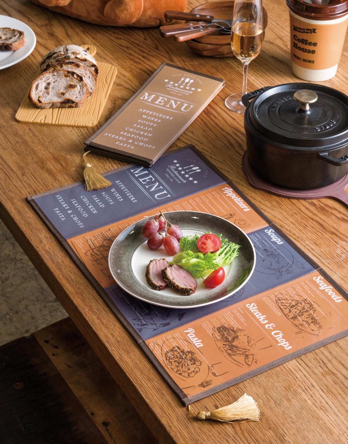 ランチョンマット（メニュー）２カラー　ブラウン パープル