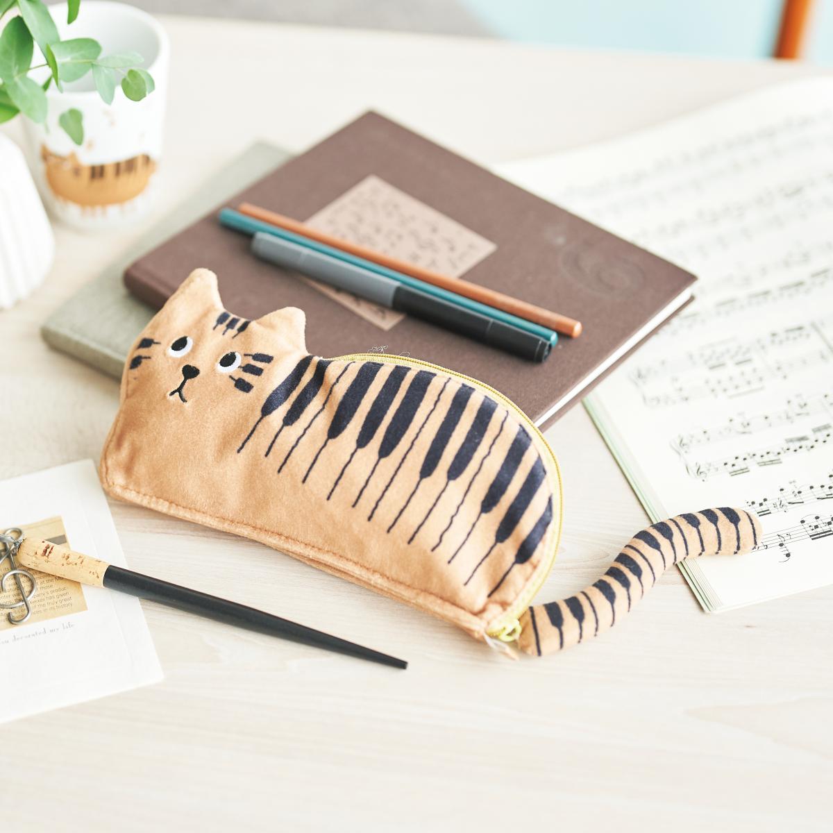 ペンケース（TABBY'S MUSIC） 猫 トラネコ 鍵盤 ピアノ