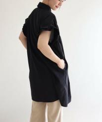 シャーリング襟付きチュニック