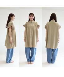 シャーリング襟付きチュニック