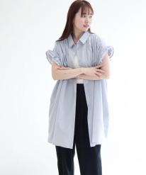 シャーリング襟付きチュニック