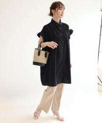 シャーリング襟付きチュニック