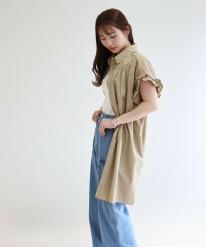 シャーリング襟付きチュニック