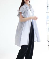 シャーリング襟付きチュニック