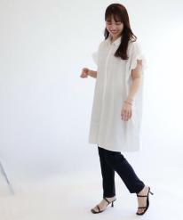 シャーリング襟付きチュニック