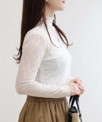 アルファベット柄ハイネックパワーネットT