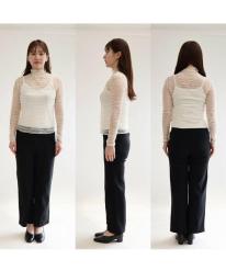 アルファベット柄ハイネックパワーネットT