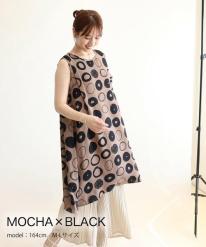 アートリングプリントノースリーブワンピース