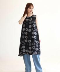 アートリングプリントノースリーブワンピース