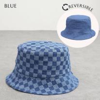 リバーシブルチェック柄デニムハット