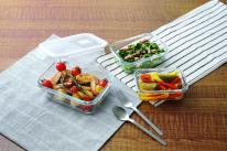  HO-06 Home Meal -ホームミール-耐熱ガラス保存容器 蒸気弁付き長方形 370ml