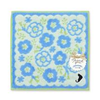 ギフトジャガードハンカチ花屋の猫　ネモフィラ02836