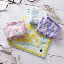 ギフトジャガードハンカチ花屋の猫　ガーベラ02838