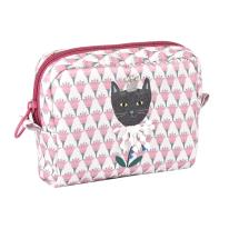 パーラーすずらん堂　みつまめプリンセスのサテンプリント　ポーチ（ねこ　ネコ　猫）