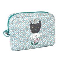 パーラーすずらん堂　みつまめプリンセスのサテンプリント　ポーチ（ねこ　ネコ　猫）