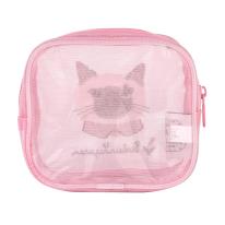 パーラーすずらん堂　メッシュ生地　コスメポーチ　すずらんさん柄（ねこ　ネコ　猫）