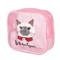 パーラーすずらん堂　メッシュ生地　コスメポーチ　すずらんさん柄（ねこ　ネコ　猫）