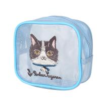 パーラーすずらん堂　メッシュ生地　コスメポーチ　あずきさん柄（ねこ　ネコ　猫）