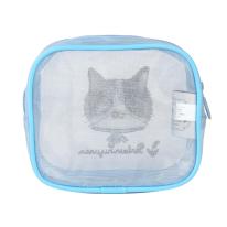 パーラーすずらん堂　メッシュ生地　コスメポーチ　あずきさん柄（ねこ　ネコ　猫）