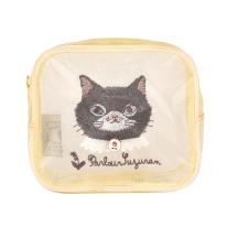 パーラーすずらん堂　メッシュ生地　コスメポーチ　つばめさん柄（ねこ　ネコ　猫）