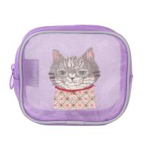 パーラーすずらん堂　メッシュ生地　コスメポーチ　ちまきさん柄（ねこ　ネコ　猫）