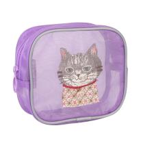 パーラーすずらん堂　メッシュ生地　コスメポーチ　ちまきさん柄（ねこ　ネコ　猫）