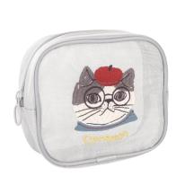 アニマルモード　メッシュ生地　コスメポーチ　シナモン柄（ねこ　ネコ　猫）